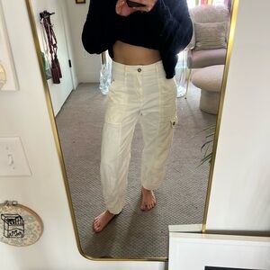 Anthropologie White Ankle Cropped Pants